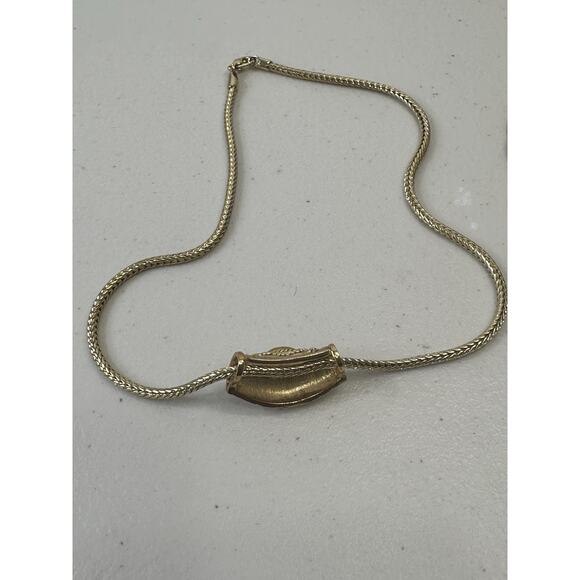 Signed ROMAN Vtg Carnelian Red Goldtone Slide Choker Necklace UNTARNISHED Clean - Picture 3 of 9